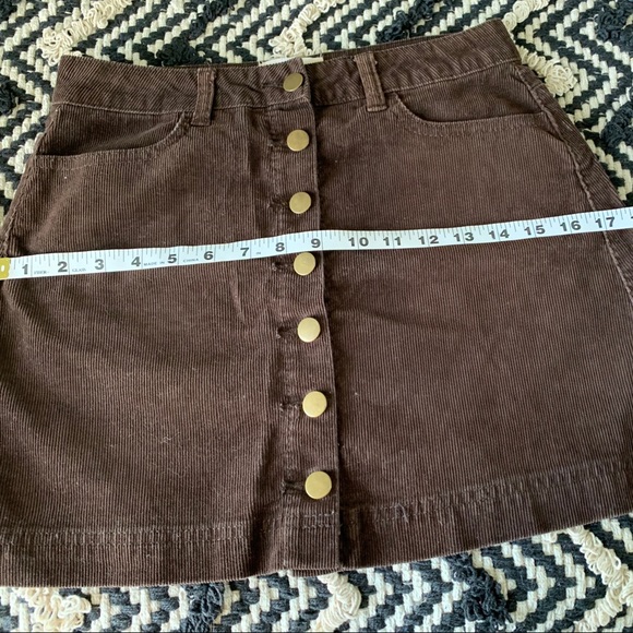 Brown Corduroy Mini Button Skirt - Picture 8 of 8